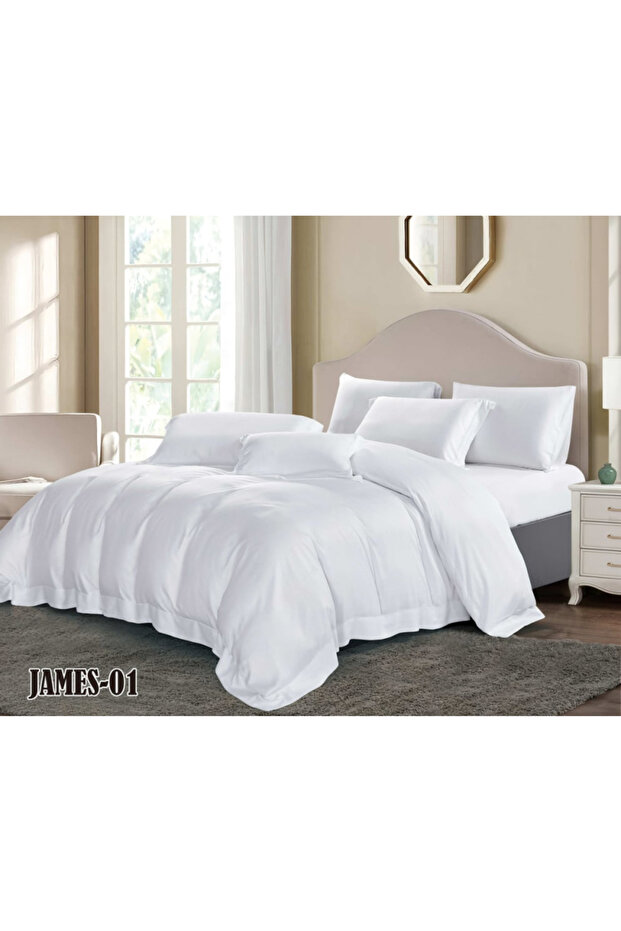 Nefren Jamis Plain Bedspread 500 Threads, 8 Pieces - Jamis -1