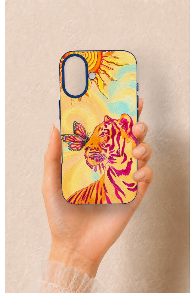 iPhone 16 Compatible Tiger of the Sun Patterned Silicone Case