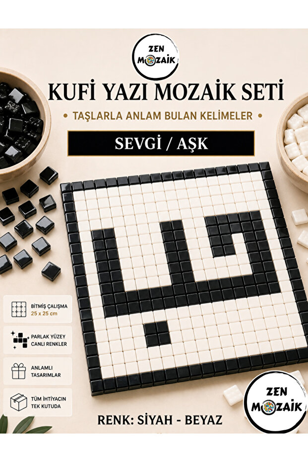 Kufi Lettering Mosaic Set – Words with Meaning in Stones