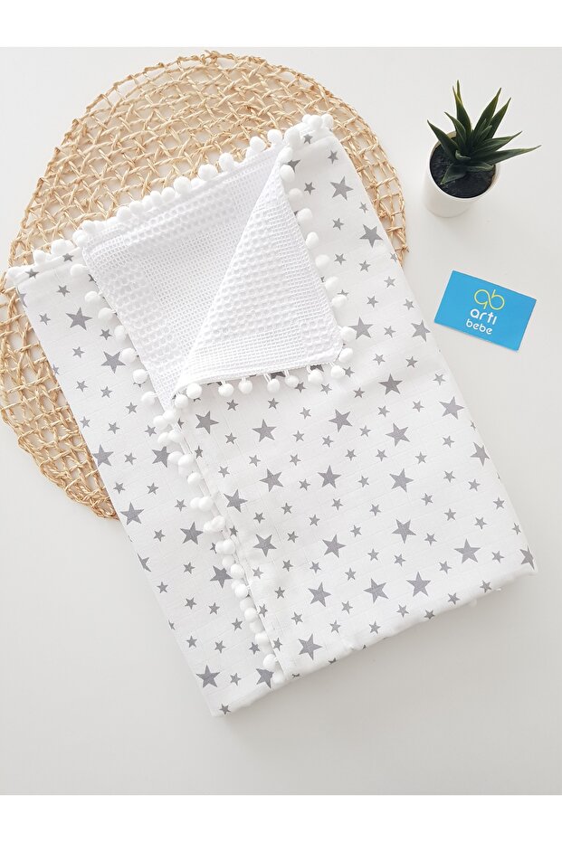 Starry Double Layer Baby Blanket | 100% Cotton | Baby Swaddle, Nursing Cover, Newborn