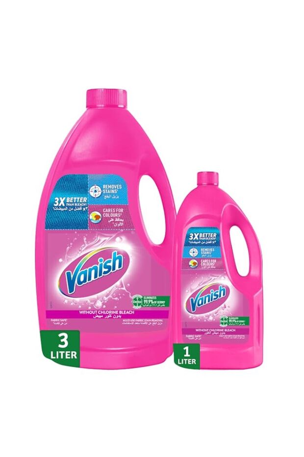 Vanish Liquid Stain Remover, Coloured & White Clothes, 3 L + 1 L