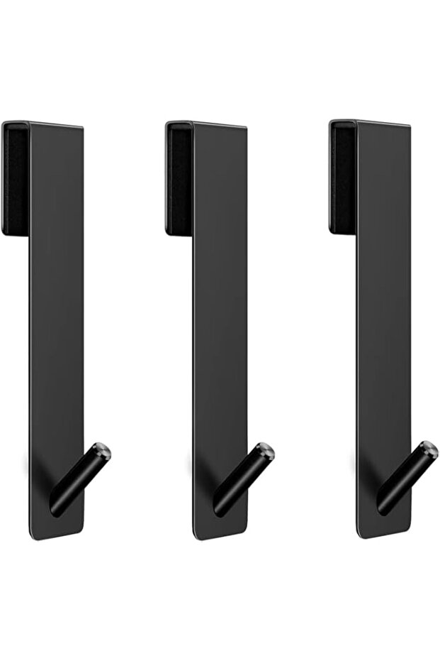 Joyzzz Shower Door Hooks, 3 Pack Black over Glass Towel Hangers, Heavy Duty Bathroom Organizer for
