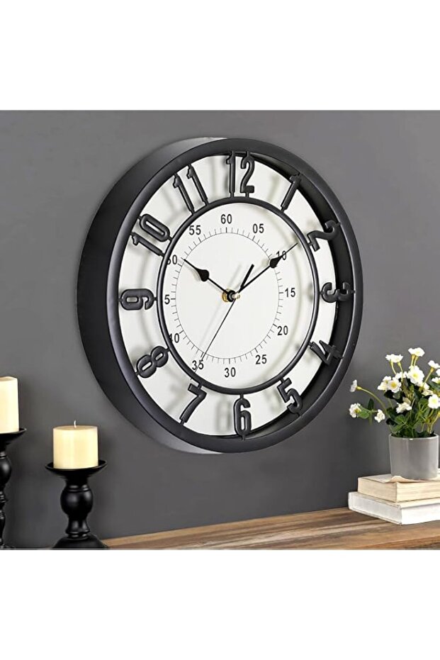 Yoawllty Wall Clock,31cm Silent Non Ticking Clock,Easy to Read,Suitable for Home,Office,Classroom,School,Battery Powered,Energy Saving(Black)