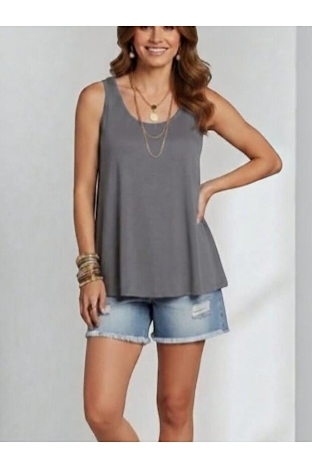 Women's Round Neck Thick Strap Bell Cut Athlete T-Shirt