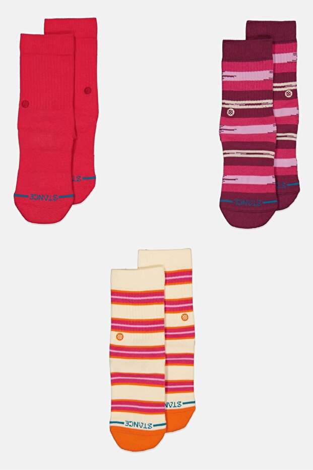 Kids Boy 3 Pairs Stripes Mid Cushion Socks, Multicolor