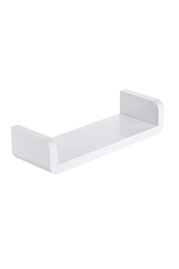 Sulfar Self-Adhesive Wall Mounted Bathroom Shelf, Plastic Storage Rack for Shower, Kitchen, Toilet, Bedroom, 18.3 Inch (White)