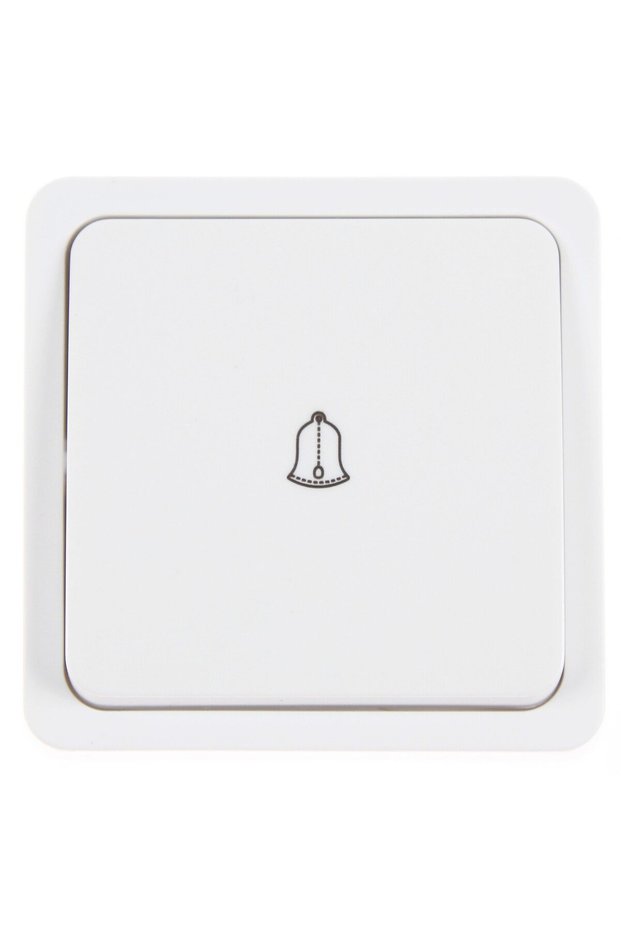 Hoff Mini push-button switch with bell symbol, exposed, 10A, white