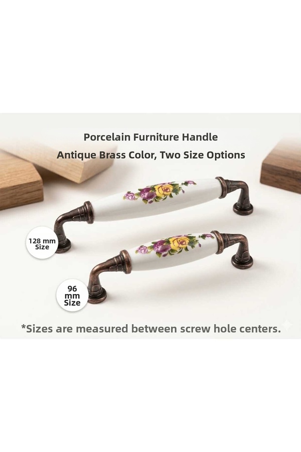 Children's Room Furniture Handle Selected Flower Pattern (137) 96 mm and 128 mm Options 1 Piece