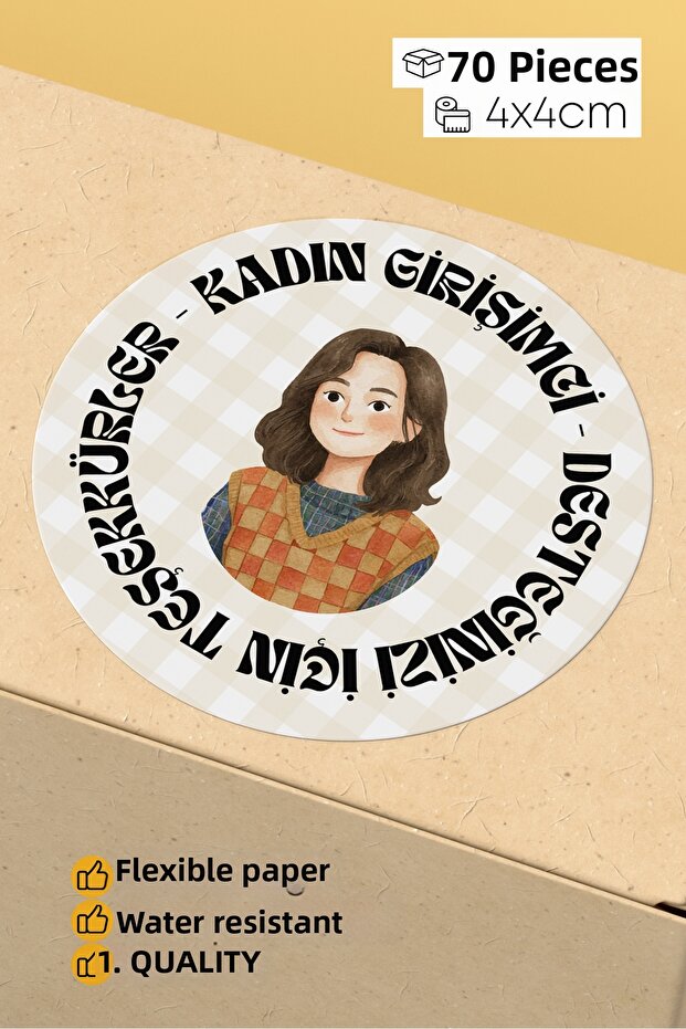 Women Entrepreneur Packaging Packing Shipping Product Label Adhesive Sticker - 4X4Cm 70 Pieces