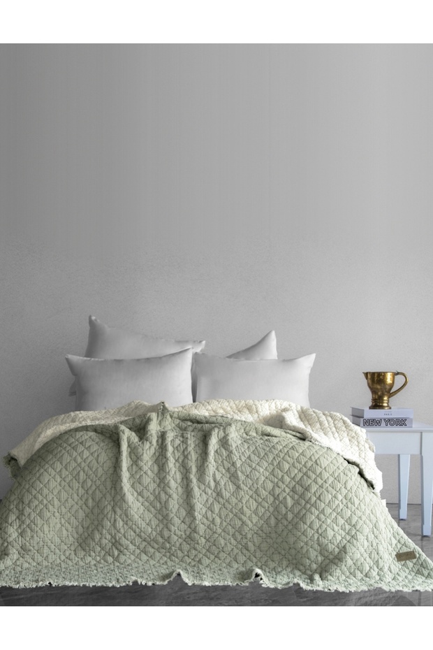 Cedric Filled Washable 100% Cotton Double Bedspread & Pike 230X240 cm Mint