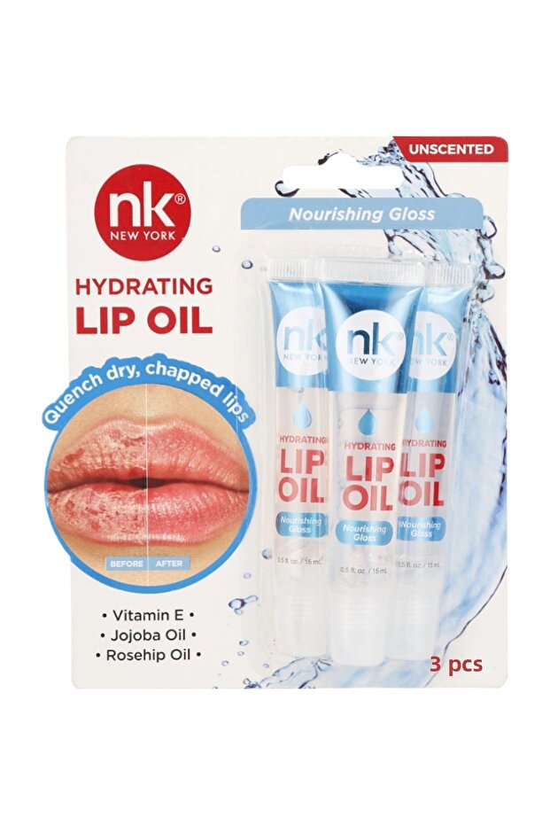 Nk New York Hydrating Lip Oil Nourishing Gloss Uncedted 3-Pack Moisturizing Lip Oil