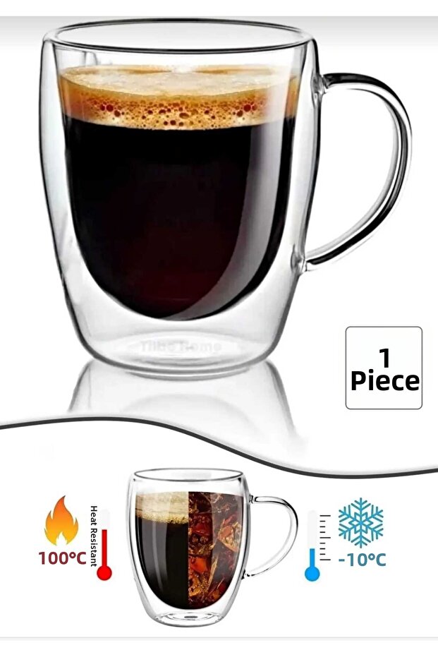 كوب قهوة وشاي مزدوج الجدار من الزجاج