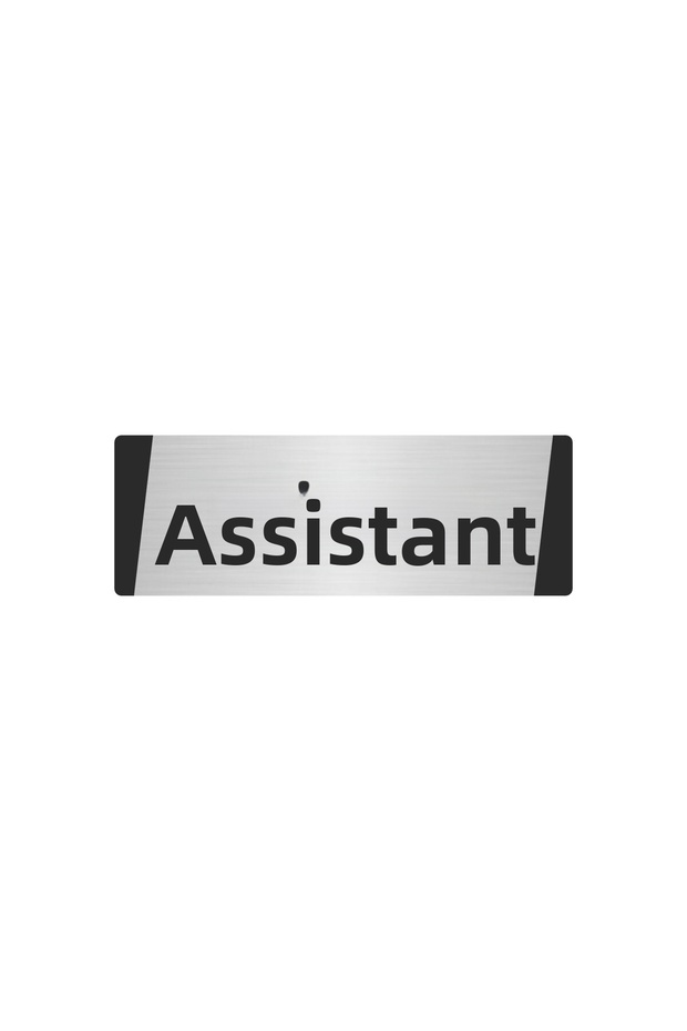 Assistant Metal Warning Sign 7X20 cm Silver Color