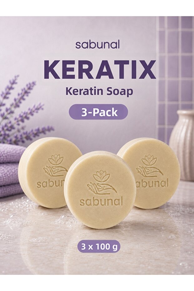 Keratix Keratin Soap 3 Pcs - Strong, Smooth, and Groomed Appearance Soap for Hair, Beard, and Skin