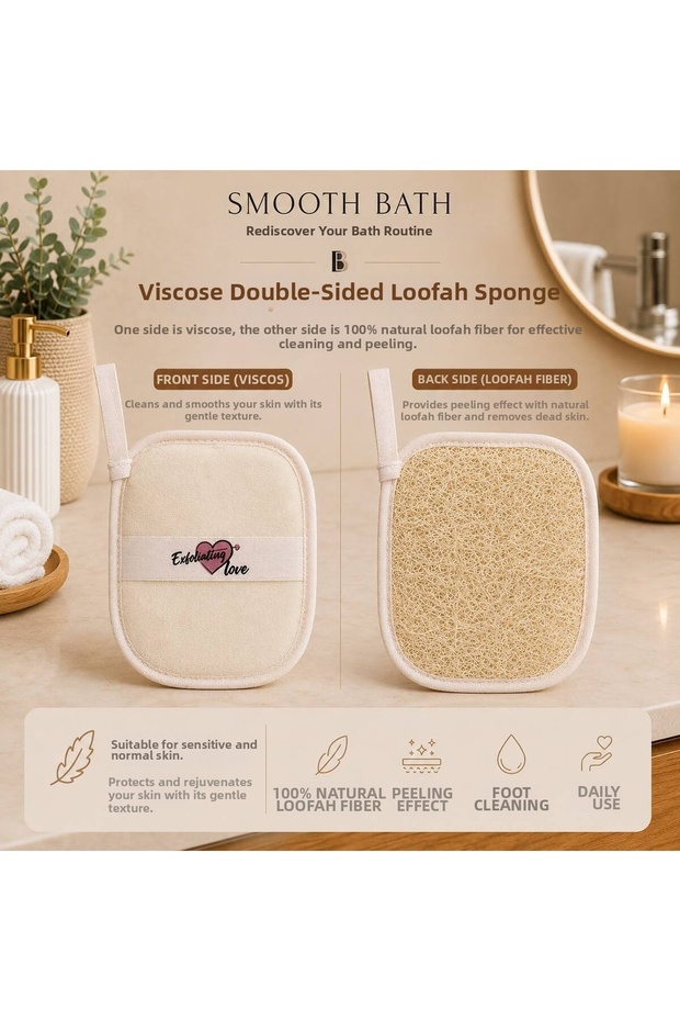 Double-Sided Viscose Pumpkin Fiber Bath Scrubber | Exfoliation with Natural Pumpkin Fiber, Gentle Cleansing with Viscous Surface
