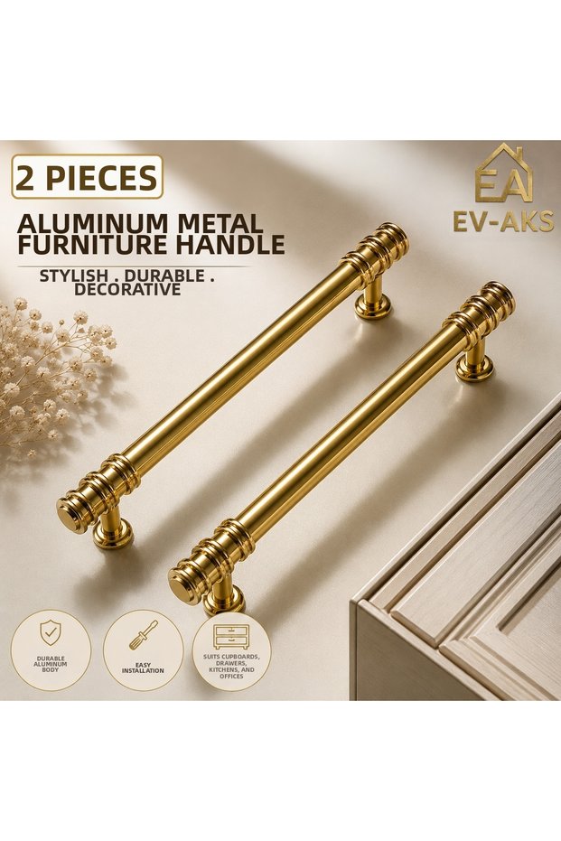 2Pcs Aluminum Metal Decorative Furniture Handle Cabinet Drawer Kitchen Home Office