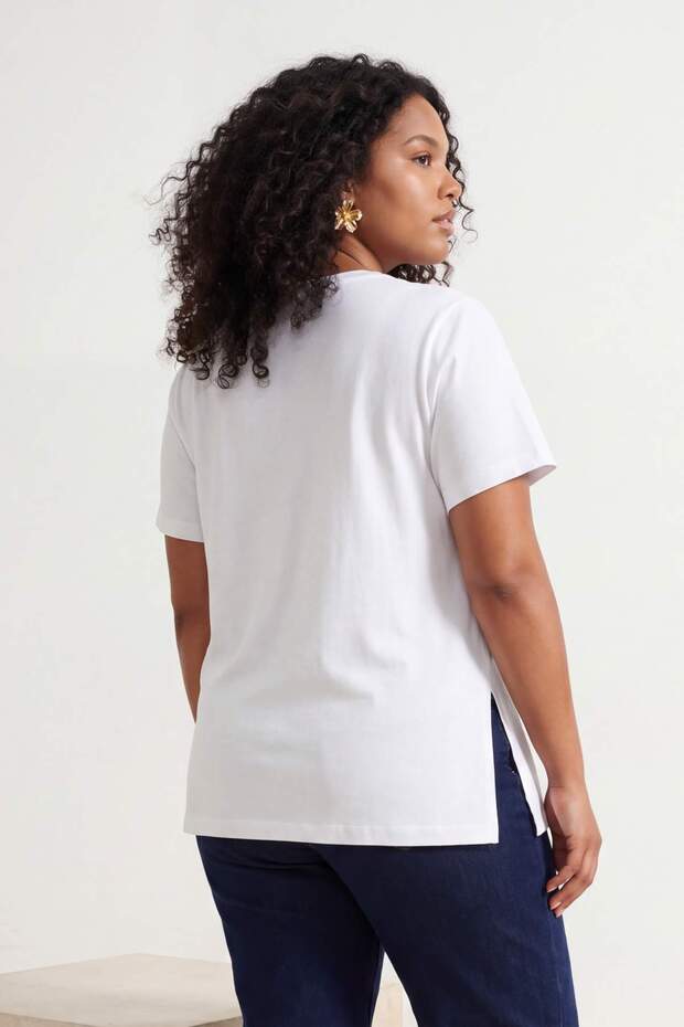 Kahverengi-Beyaz-Mavi 3'lü Paket Oversize Basic Büyük Beden T-shirt TBBSS26BF00025 - 3