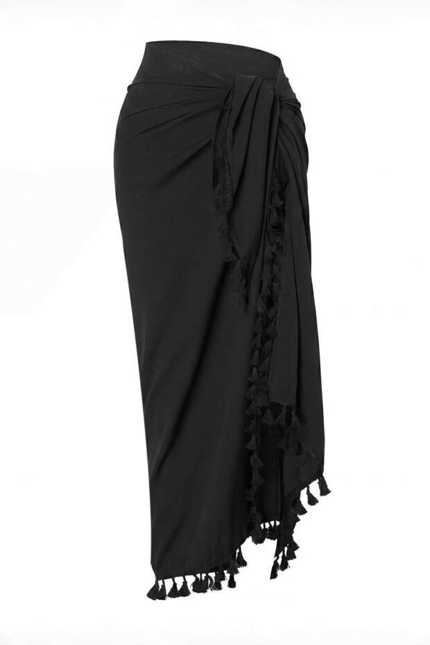 Siyah Dokuma Püskül Maxi Plaj Pareo TBESS25PR00010 - 4