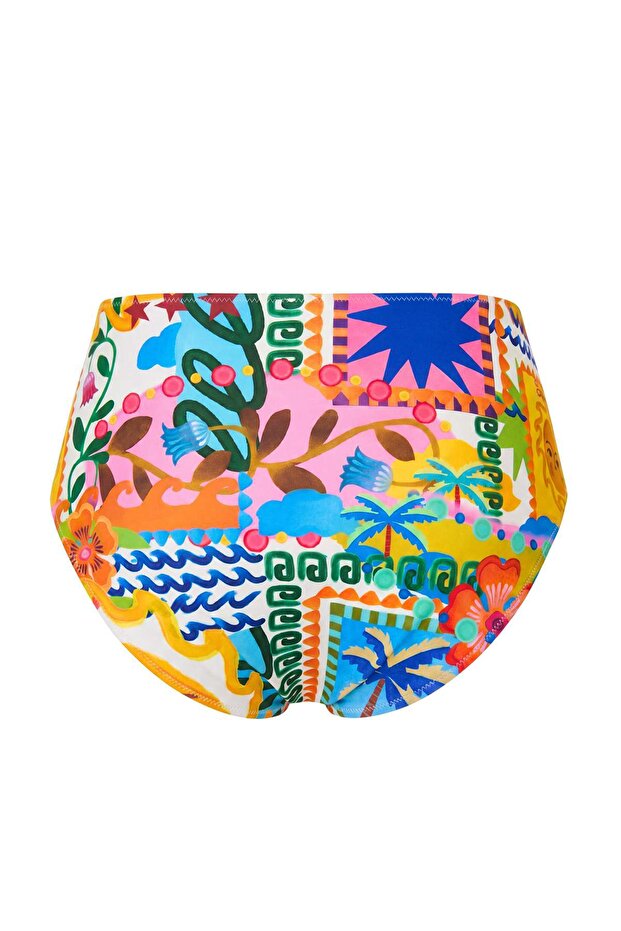 Tropical Desenli Yüksek Bel Büyük Beden Bikini Altı TBBSS26CR00024 - 6