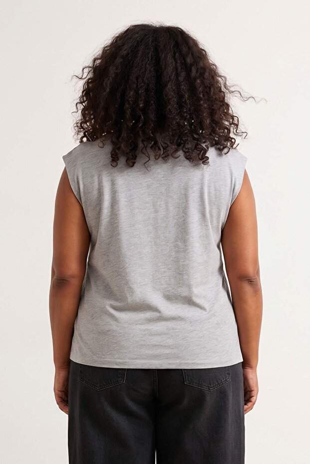 Siyah-Gri 2'li Paket Oversize Fit Basic Büyük Beden T-shirt TBBSS26BF00030 - 5