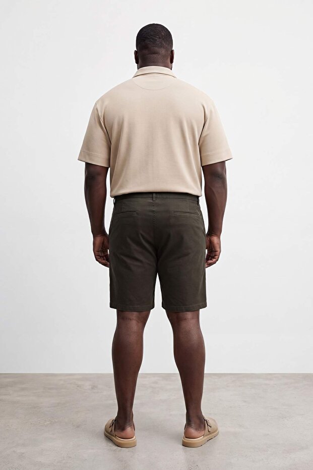 Büyük Beden Haki Regular Fit Esnek Kumaş Şort & Bermuda TMNSS26AP00008 - 3