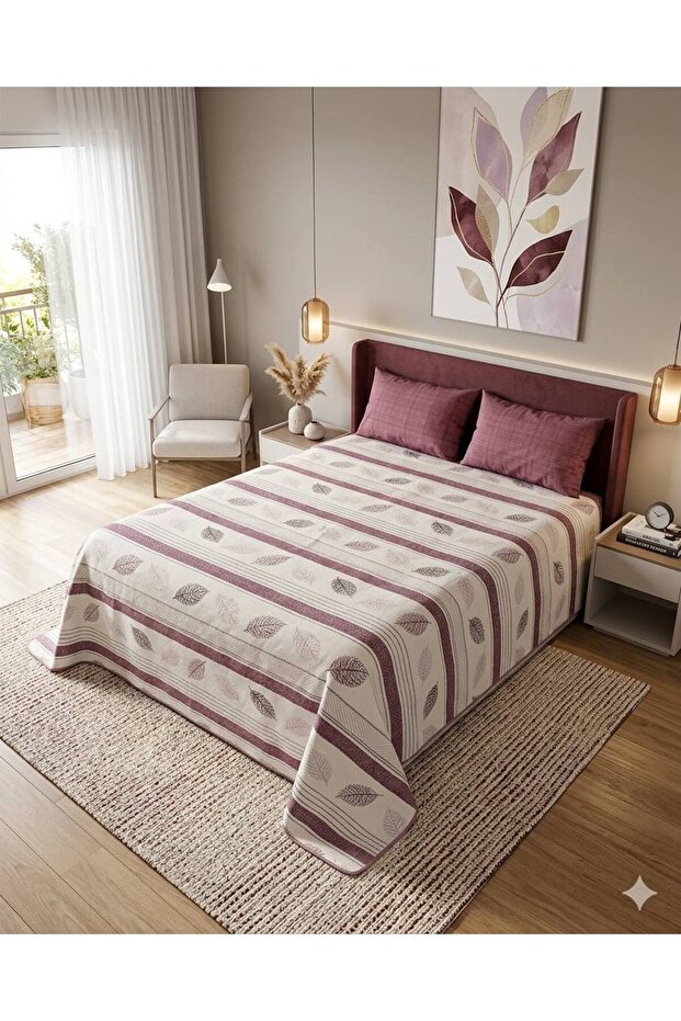 Leaf Patterned Sheet with Elastic Double Pique Set - 1