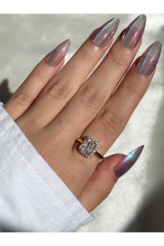 Women's Gold Color Single Stone Ring