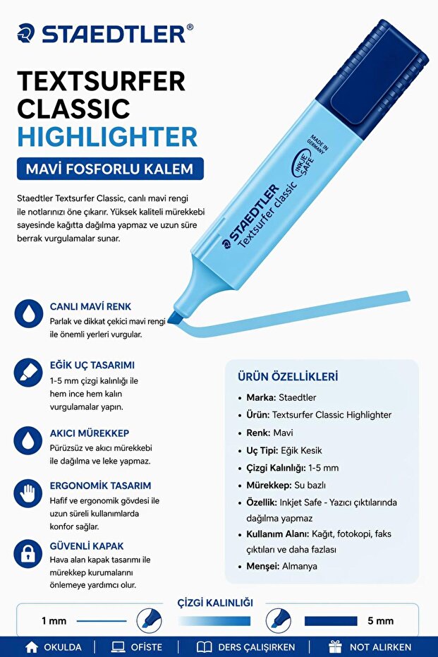 Textsurfer Classic Highlighter Blue Highlighter Pen