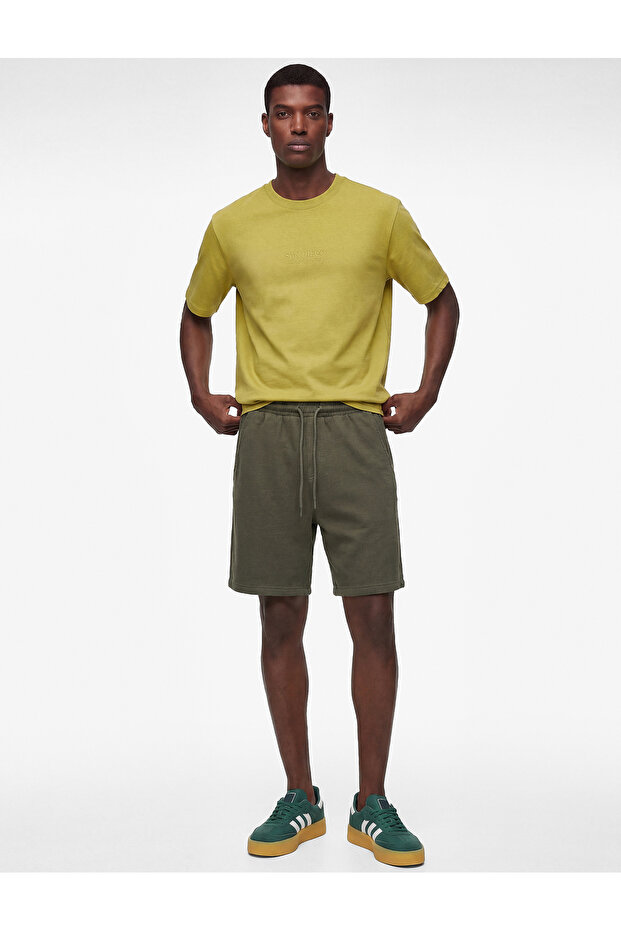 Cotton Pocketed Muslin Bermuda Shorts with Tie Waist