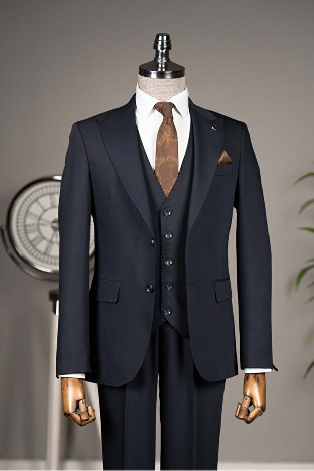 Limited edition vest suit navy blue