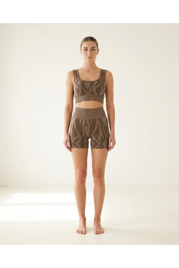 Paw Wild-Giraffe | Seamless Tummy Control High Waist Women's Sports Shorts (Giraffe Pattern, Seamless Sports Shorts)