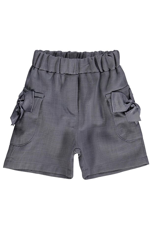 Pocketed Bowknot Shorts for 6-18 Months - Gray