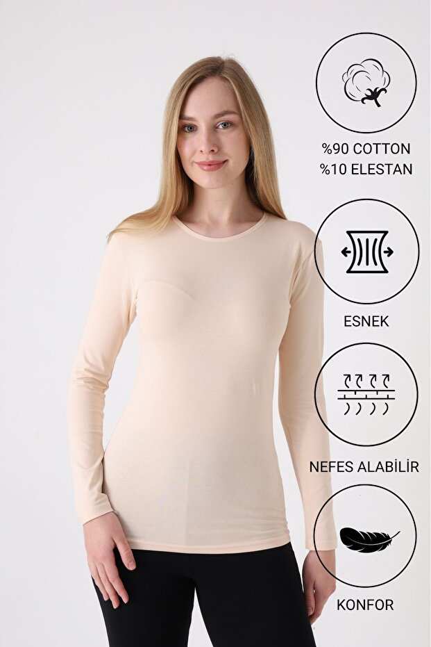 Women's Long Sleeve Crew Neck Bodysuit - 100% Cotton