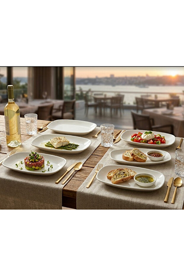 Bonna Gourmet 20 cm Rectangular Kayık Plate Porcelain Stylish Presentation