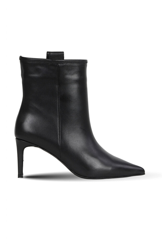 Black Leather Women's Heeled Boots 42Wb6253