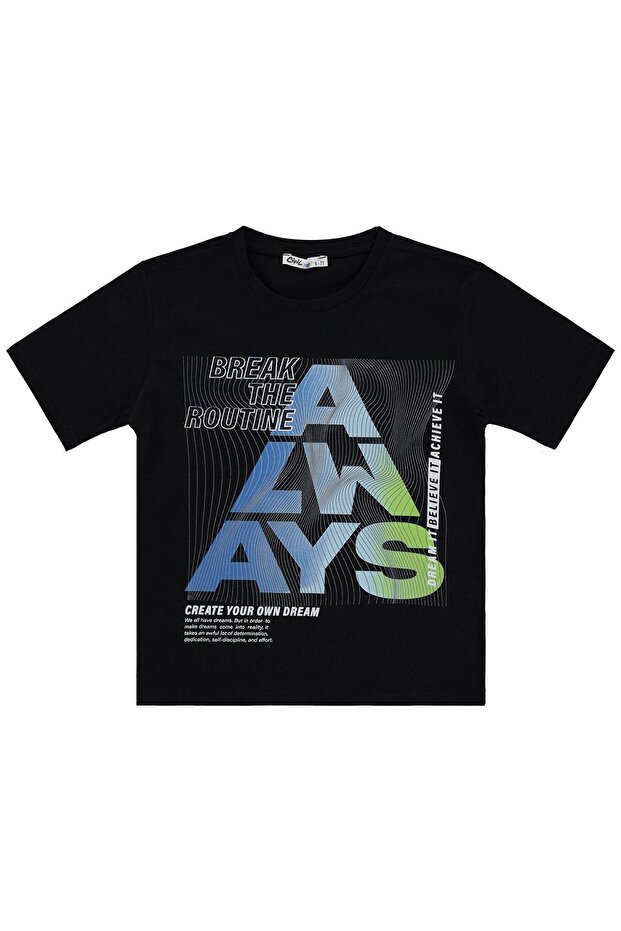 Always Printed T-Shirt for Ages 10-13 - Black