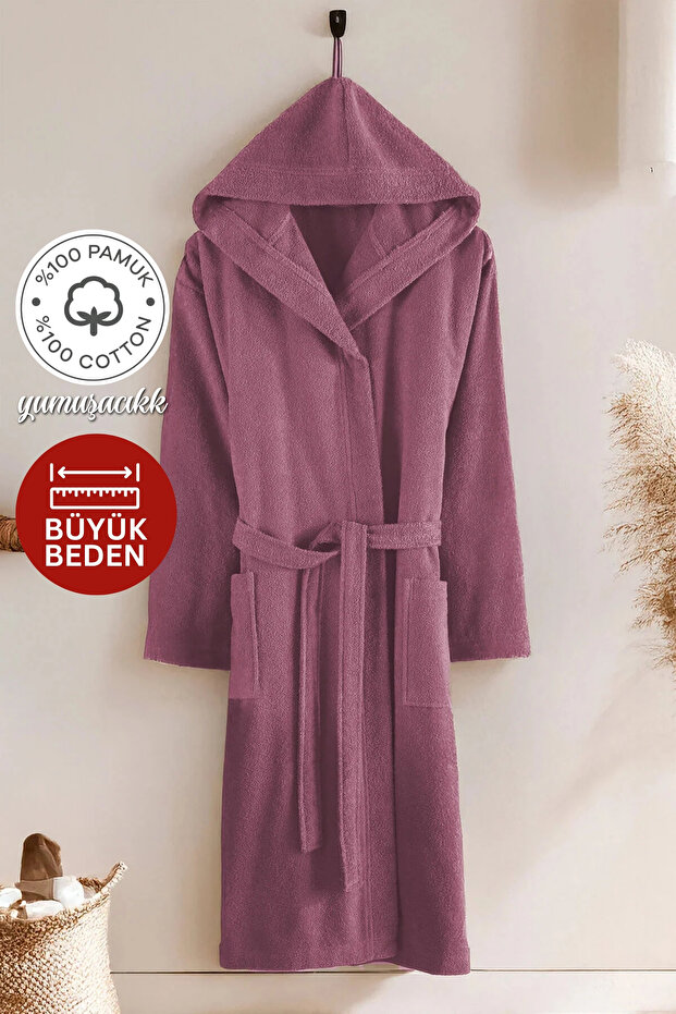 Talu Unisex Hooded Bathrobe, 100% Cotton, Durable, Quick Drying, Soft Comfort