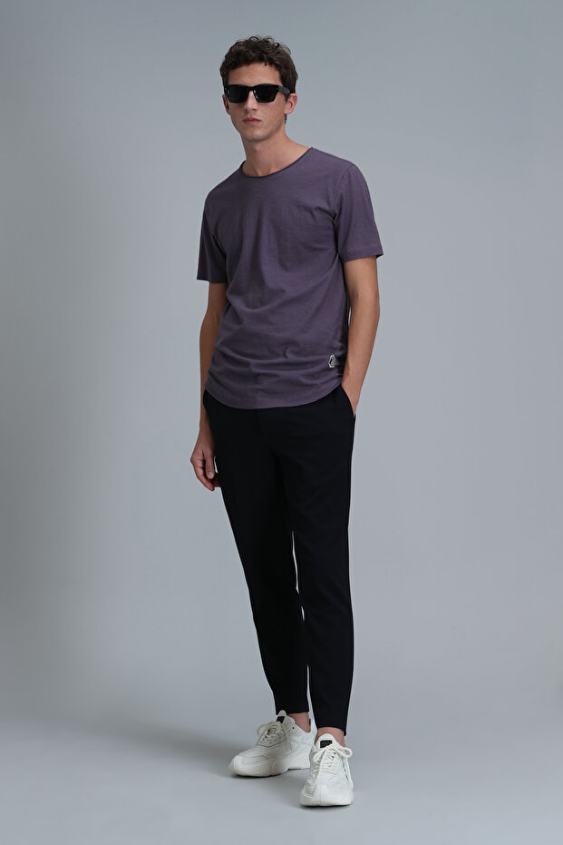Мъжка тениска Junya Basic, цвят слива - 2