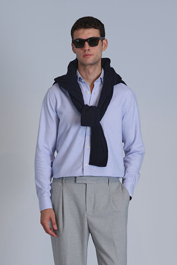 Frederik Erkek Basic Gömlek Slim Fit Açık Mavi - 1