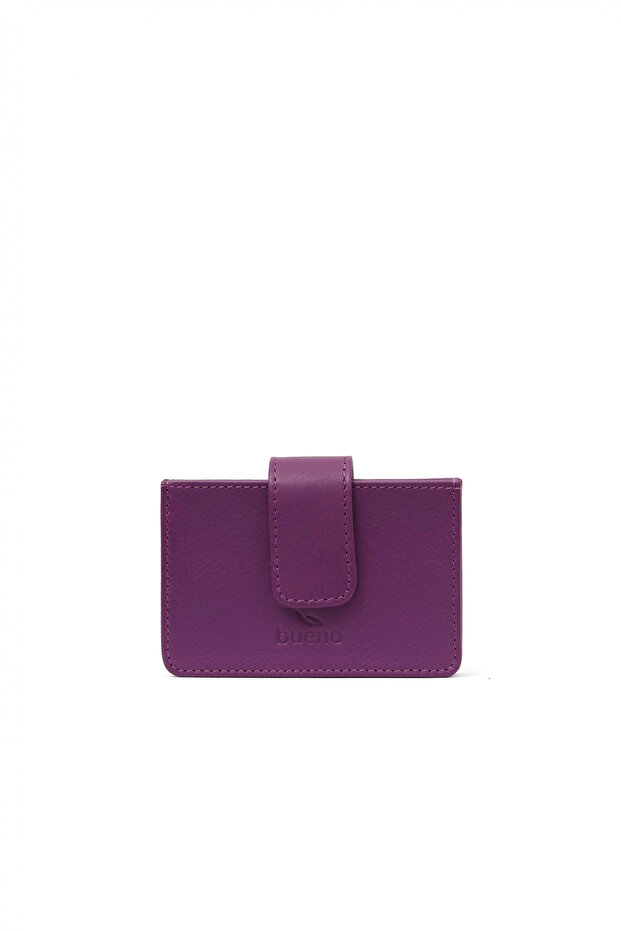 Purple Leather Unisex Card Holder