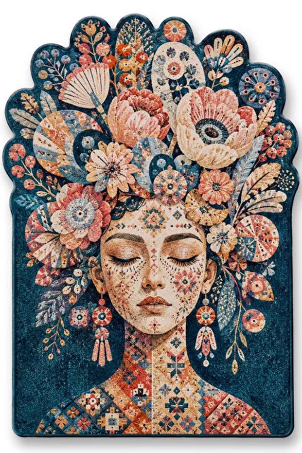 Sdt Women's Theme Patterned Modern Woven Base Decorative Carpet Sdt1475