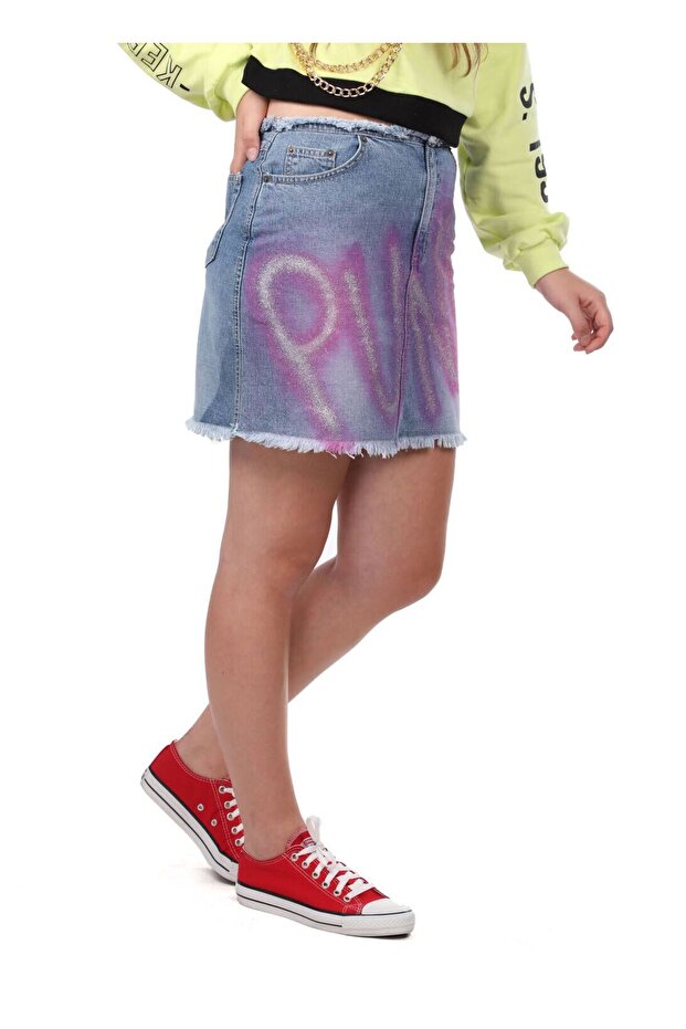 Fusta mini Jean Pink Punk - 3