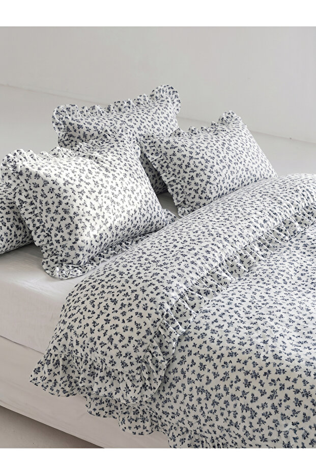 Evenstar Patterned Ruffled Duvet Cover Set Single / Without Sheets - 4