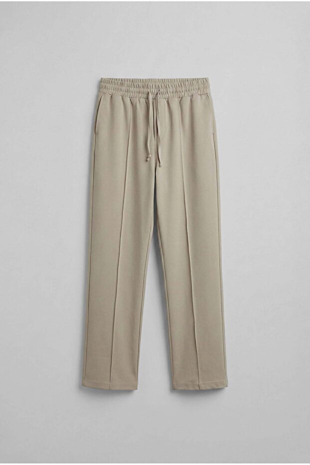 Men's Elastic Waist Baggy Trousers Beige