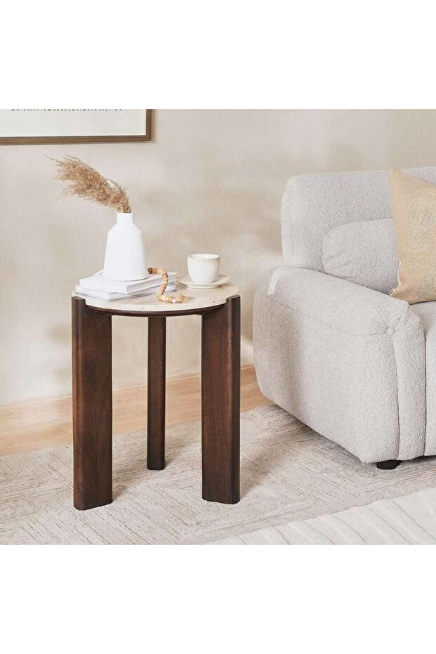 Latasha End Table Marble - Beige Brown