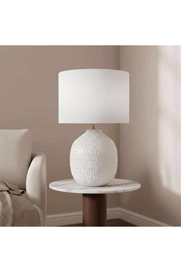 Horace E27 Ceramic Table Lamp 45x71cm - White