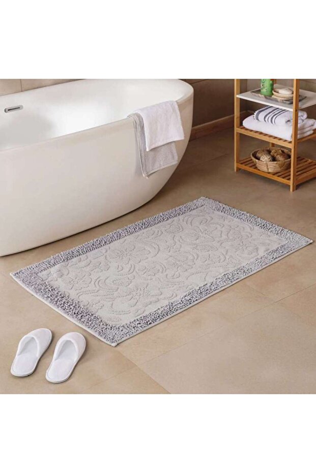 Havensoft Fleur Turkish Cotton Bath Mat 60x90 Cm-silver