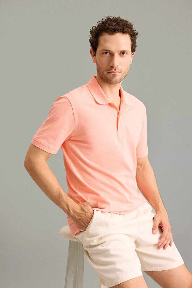 100% Cotton Slim Fit Slim Fit Polo Collar Embroidered Short Sleeve T-Shirt D7665Ax26Sm
