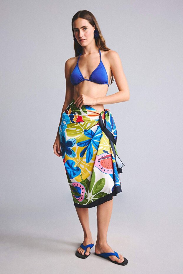 Satin Floral Pareo F1463Axns