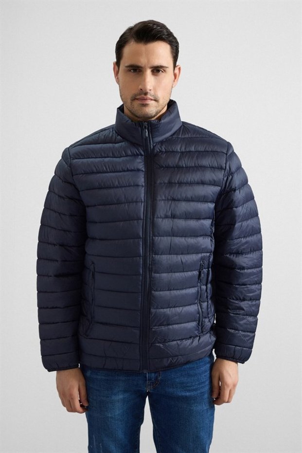 Lacivert Slim Cepsiz Mont